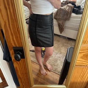 TED BAKER Leather Midi Length Skirt Size Small